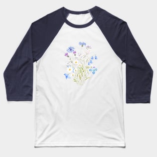 white, blue and orange wildflowers Baseball T-Shirt